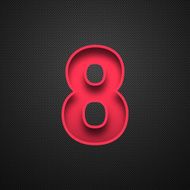 Number 8 Design (Eight) Red on Carbon Fiber Background