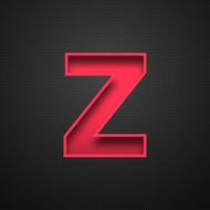 Alphabet Z Design - Red Letter on Carbon Fiber Background