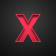 Alphabet X Design - Red Letter on Carbon Fiber Background