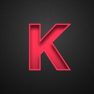 Alphabet K Design - Red Letter on Carbon Fiber Background N2
