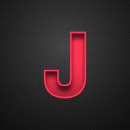 Alphabet J Design - Red Letter on Carbon Fiber Background