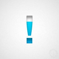 Exclamation mark - ! Blue Symbol on Watercolor Paper