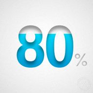 Eighty Percent Design (80 ) - Blue number on Watercolor Paper
