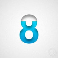 Number 8 Design (Eight) - Blue on Watercolor Paper