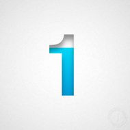 Number 1 Design (One) - Blue on Watercolor Paper
