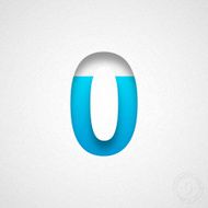 Number 0 Design (Zero) - Blue on Watercolor Paper