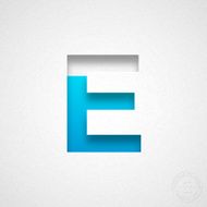 Alphabet E Design - Blue Letter on Watercolor Paper
