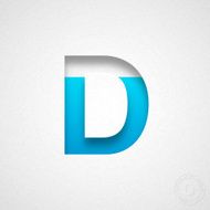 Alphabet D Design - Blue Letter on Watercolor Paper