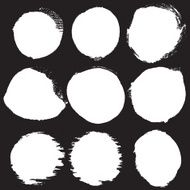 Grunge paint circle vector element set Brush smear stain texture N11