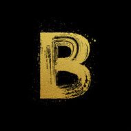 Gold glittering brush hand painted letter B N2