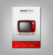 Brochures book or flyer with red retro television template N2