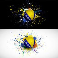 Bosnia&amp;Hezegovina flag with soccer ball dash on colorful background N2