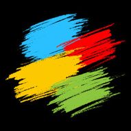 Colorful Scribble Stains on Black Background N2