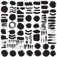 Big collection of black ink brush strokes Vector grunge splatter N8