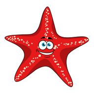 Cartoon tropical red starfish character