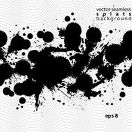 Black and white vector ink splash seamless pattern monochrome N12