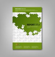 Brochures book or flyer with white puzzle green template N2