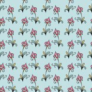 Floral seamless pattern on the blue background