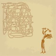 Tribal Abstract background with the figure of a man maracas N2