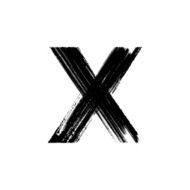 Letter X hand drawn with dry brush