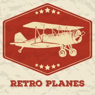 Linocut retro banner with airplane