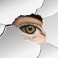 Wall plaster Female eye closeup Vector