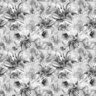 Seamless pattern Tropical exotic flowers drawn in pencil and watercolo N15
