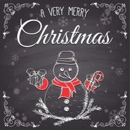 Christmas card-Snowman on chalkboard N2