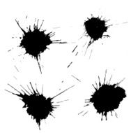 Set of four black ink splashes N2
