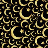 gold islam star and crescent religion seamless pattern eps10