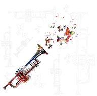 Colorful music background with trumpet