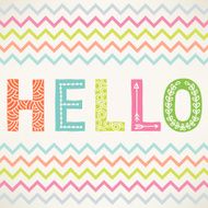 Hello greeting card with hand drawn letters in vector