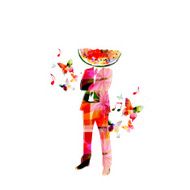 Healthy eater Man with watermelon head