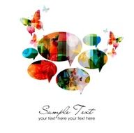 Colorful vector speech bubbles with butterflies