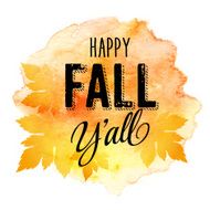 Vector autumn label on colorful watercolor background N2