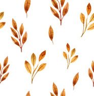 Colorful autumn leaves seamless pattern Watercolor painting Vector illustration
