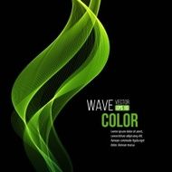 Abstract transparent green waves on black background Vector illustration