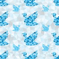 Geometric blue bird pattern N2