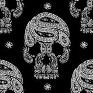 Paisley Sugar Skull On the Black Background