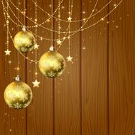 Christmas balls on wooden background