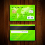 Detailed glossy green credit cards with two sides N2