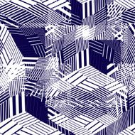 Seamless pattern with parallel lines and geometric elements