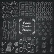Vintage Chalk Drawing Seamless Patterns on Board Texture
