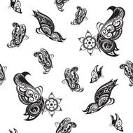 Background of abstract butterflies with ethnic ornament N2