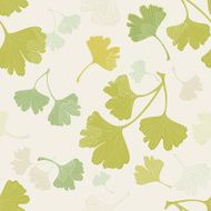 Green Ginkgo Biloba Leaves On Beige Seamsless Pattern TileBackground