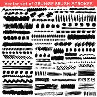 Set of grunge and ornamental different brush strokes Vector illustration