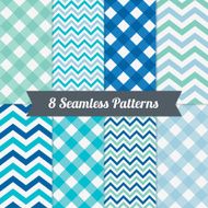 Set of Holiday Seamless Patterns with Gingham and Chevron N2