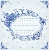Dutch Delft blue hand-drawn frame