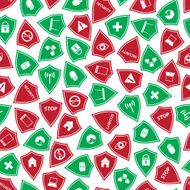 red and green security shields pattern eps10