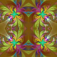 Symmetric multicolored fractal tracery Collection - frosty pattern N10